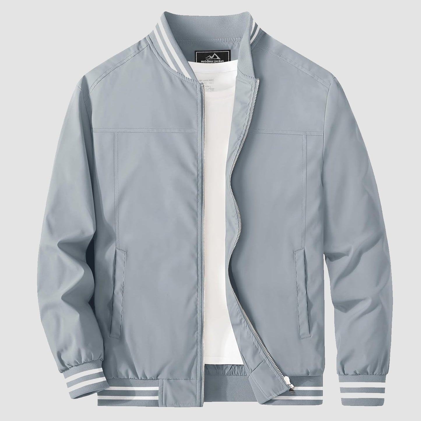 Men's lightweight bomber jacket windbreaker in versatile casual style with soft nylon lining for spring