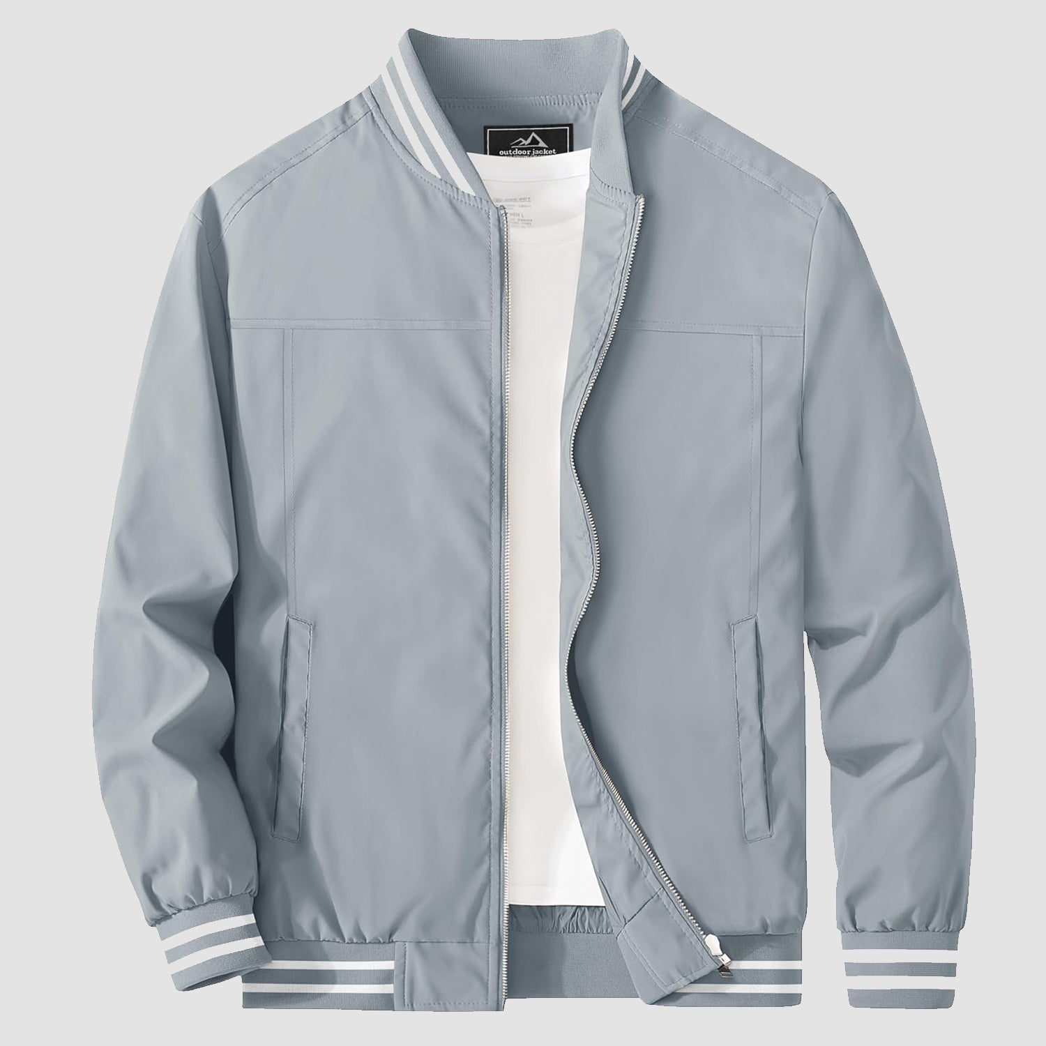 Men's lightweight bomber jacket windbreaker in versatile casual style with soft nylon lining for spring