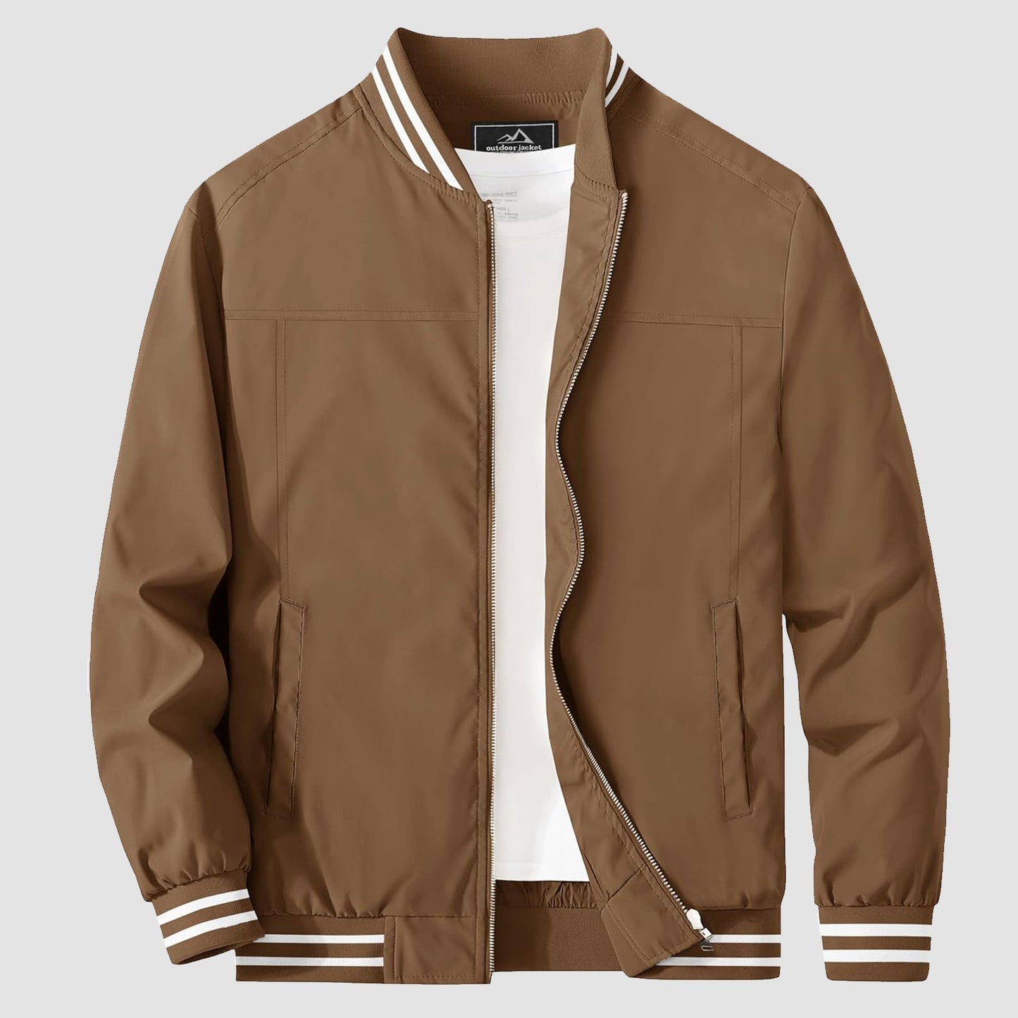 Men's lightweight bomber jacket windbreaker in versatile casual style with soft nylon lining for spring
