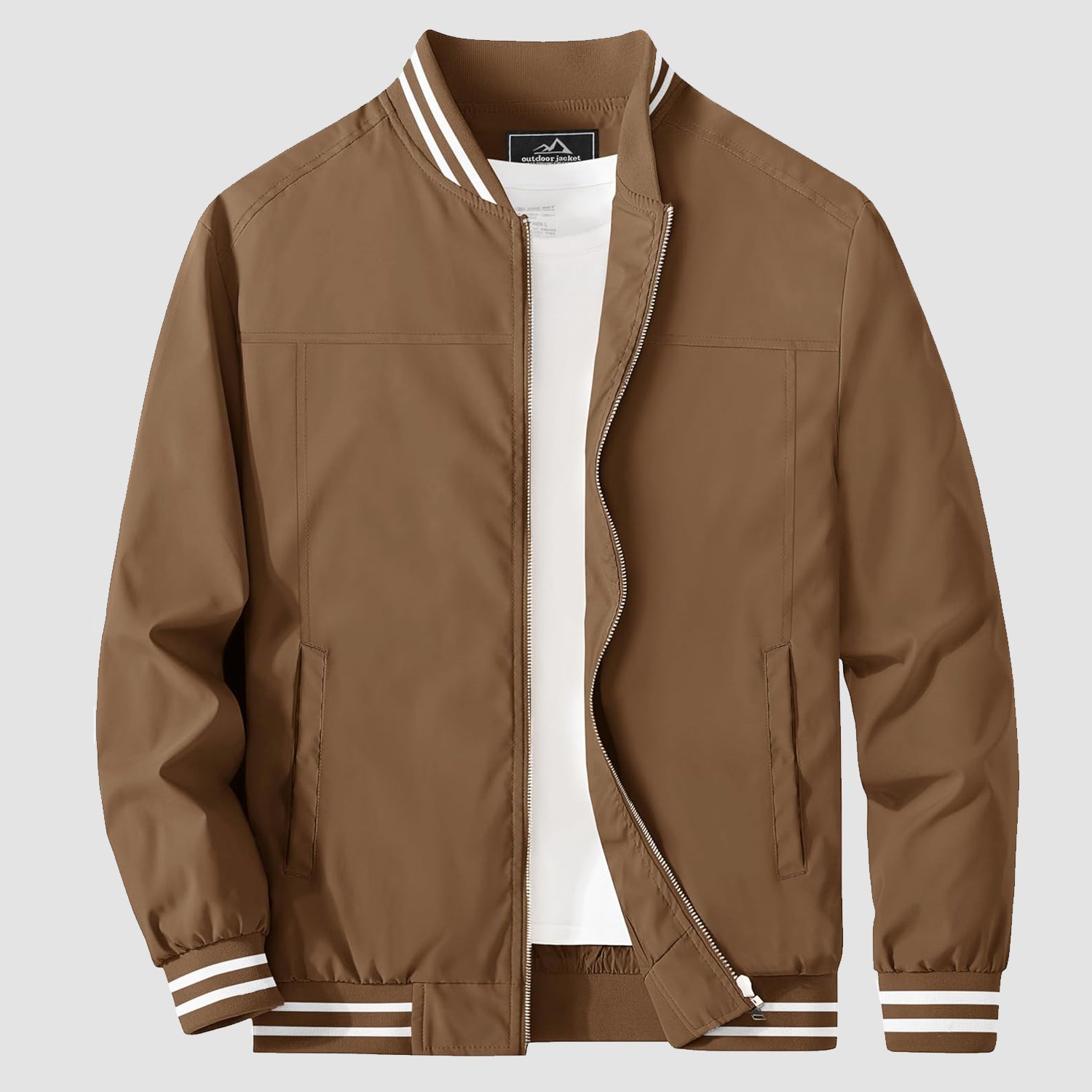 Men's lightweight bomber jacket windbreaker in versatile casual style with soft nylon lining for spring