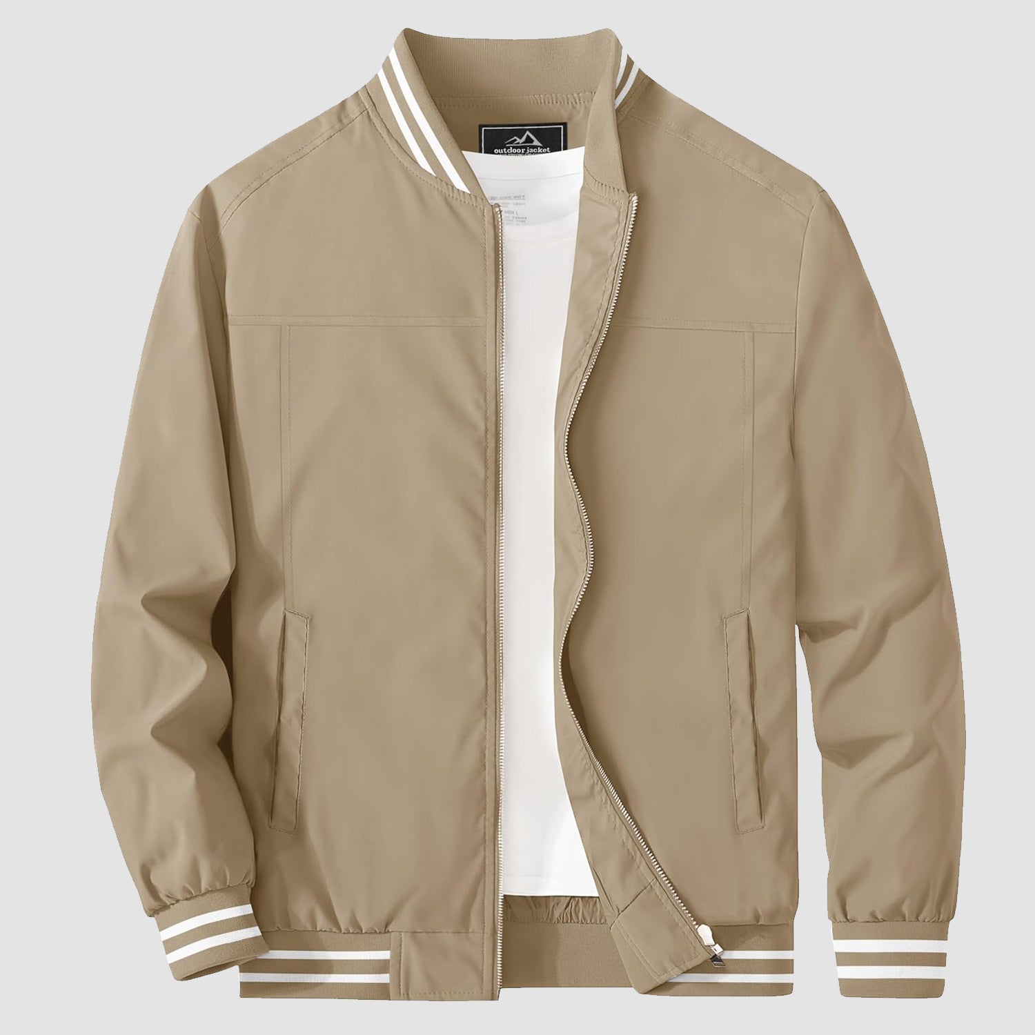Men's lightweight bomber jacket windbreaker in versatile casual style with soft nylon lining for spring