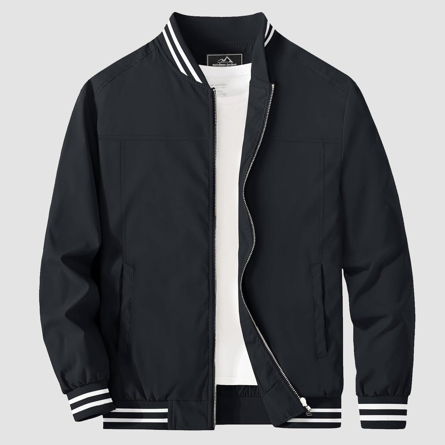 Men's lightweight bomber jacket windbreaker in casual style with soft nylon lining for spring outerwear