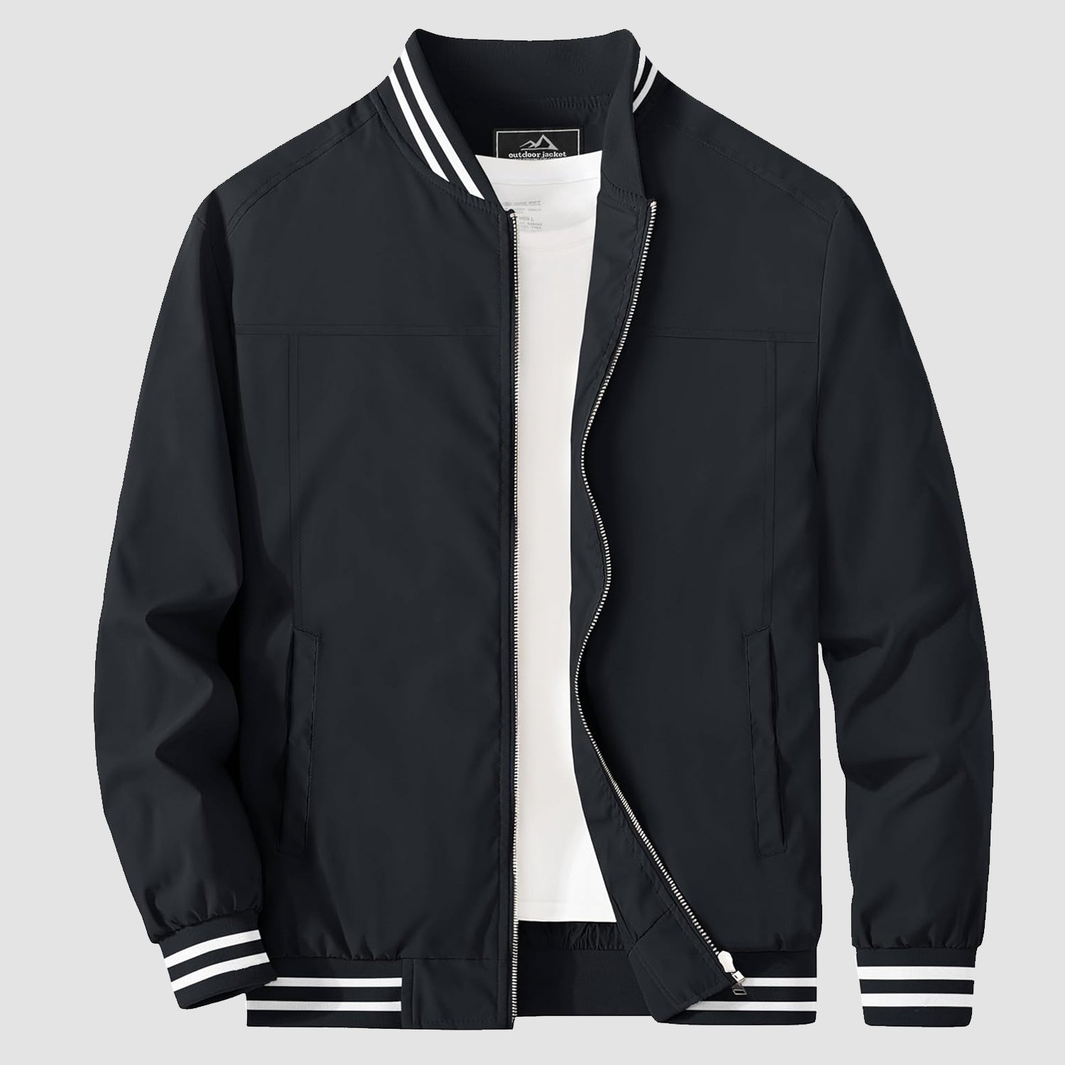 Men's lightweight bomber jacket windbreaker in casual style with soft nylon lining for spring outerwear