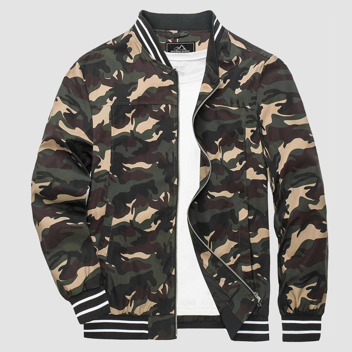 Men's lightweight bomber jacket windbreaker in versatile casual style with soft nylon lining for spring