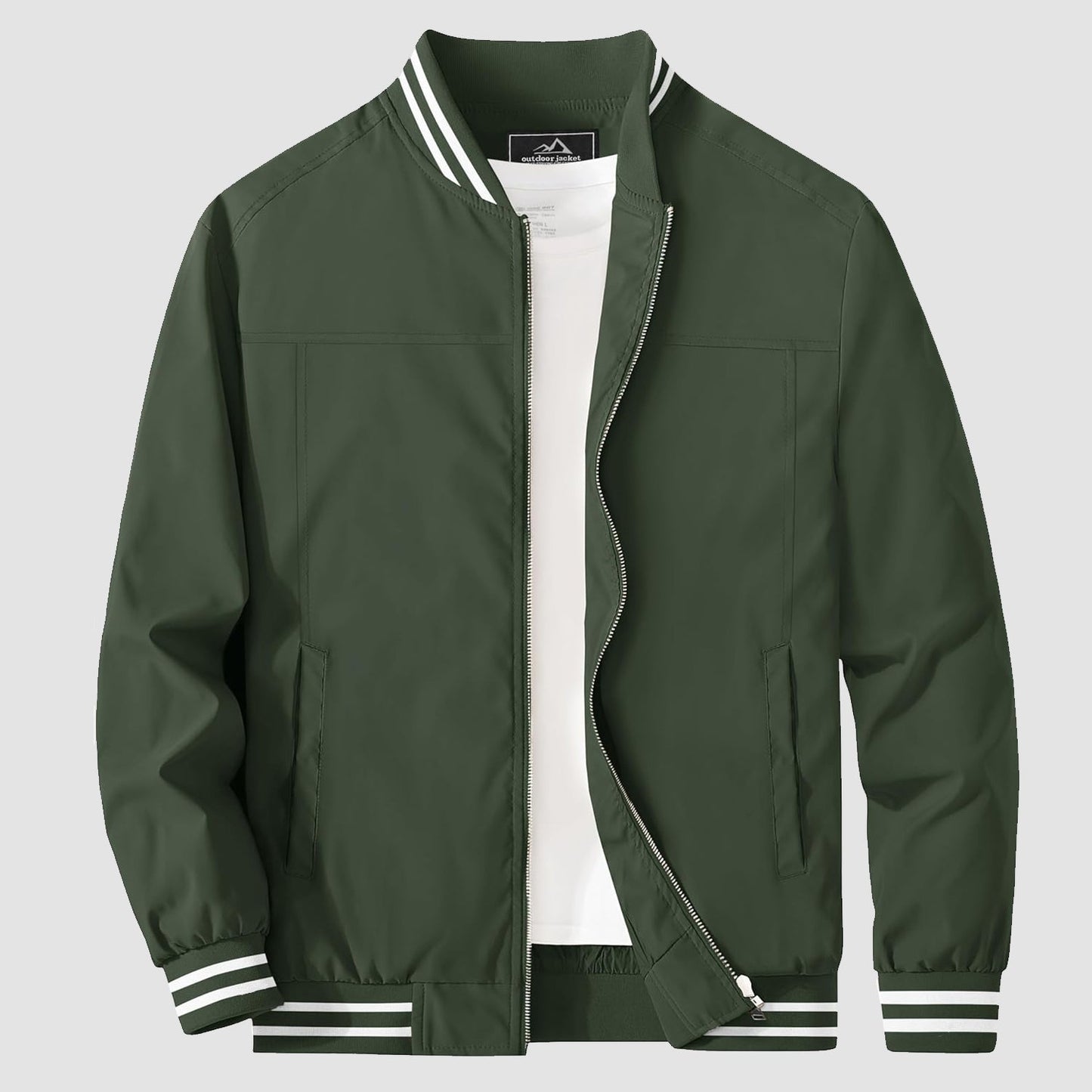 Men's lightweight bomber windbreaker jacket casual outerwear with soft nylon lining, versatile spring style