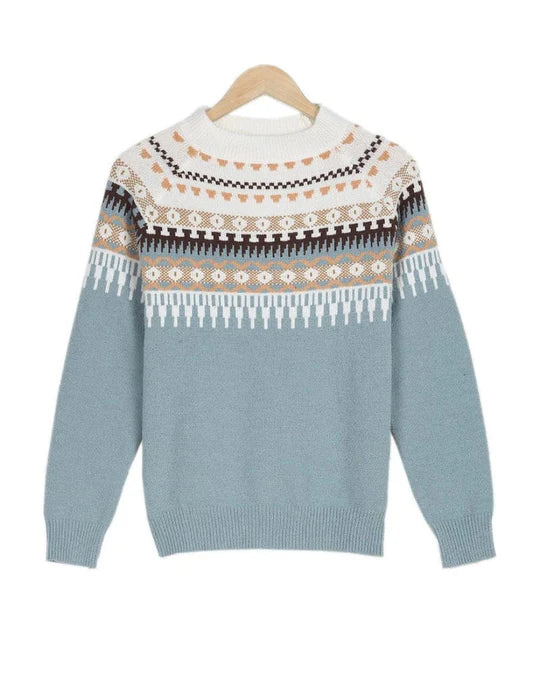 Capucine women's long-sleeve printed knit sweater bold pattern cozy soft fabric everyday chic