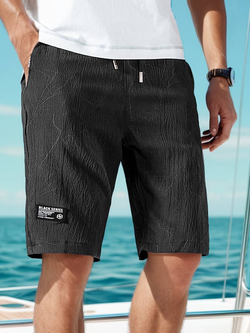 Men's camo drawstring shorts lightweight breathable fabric adjustable waistband active fit