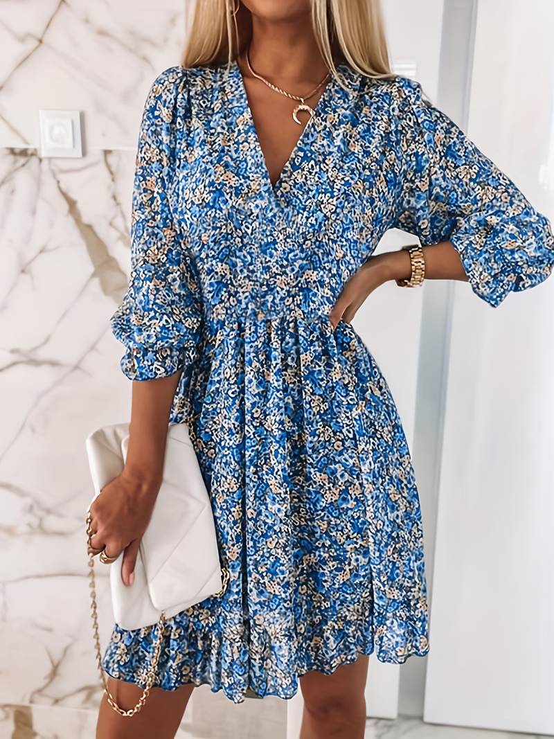 Women's boho puff sleeve dress casual chic silhouette with feminine drape and premium comfort fabric