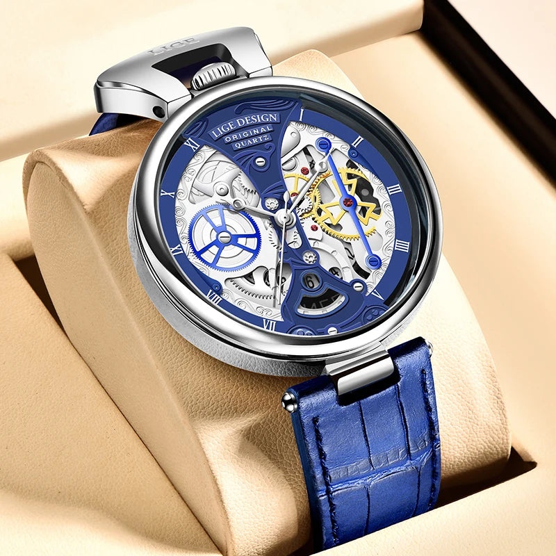 Lige Paragon men's skeleton automatic watch stainless steel open-work dial waterproof