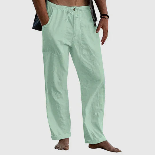 Women's relaxed fit linen casual pants with drawstring waist, breathable lightweight fabric