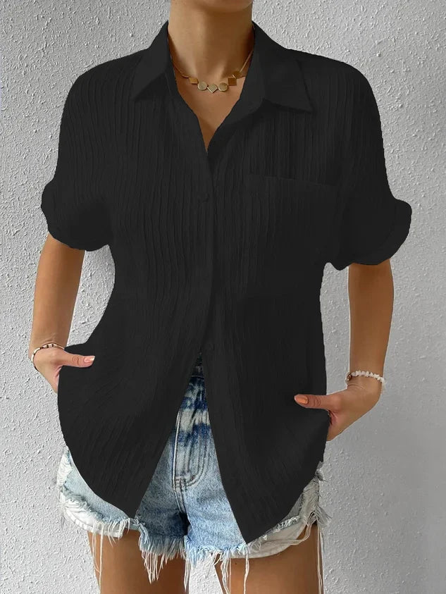 Justice women's minimalist shirt timeless elegant design versatile casual chic soft breathable fabric
