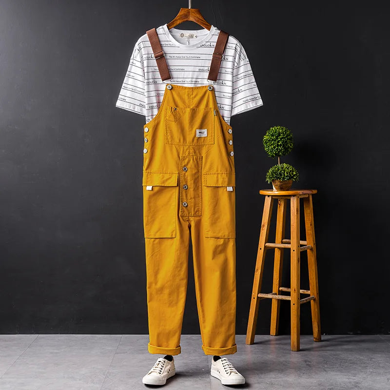 Men's lightweight breathable overalls in casual festival style with adjustable straps for summer comfort