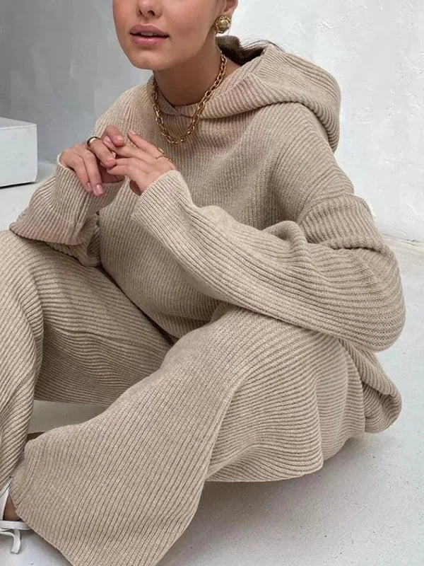 Women's luxury striped hoodie set, cozy relaxed fit with coordinated bottoms for everyday casual wear
