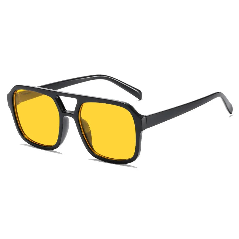 Bold retro square-frame sunglasses with vibrant prism lenses and UV400 protection for festivals