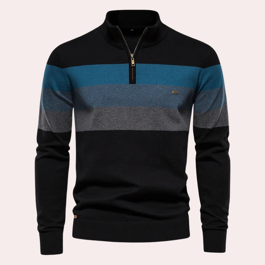 Pedro men's striped knit sweater modern slim fit with elegant contrast stripe pattern