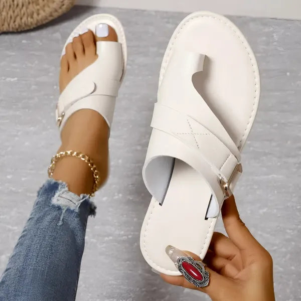 Women's Milène beige comfort sandals with three-arch support system for natural foot alignment relief