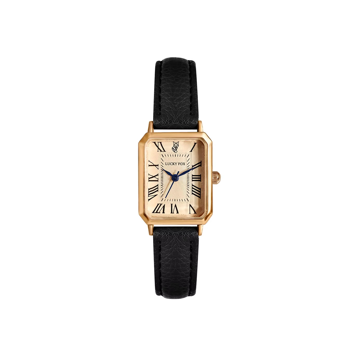 Versailles rectangle dress watch gold-tone case Roman numeral dial leather strap for professionals