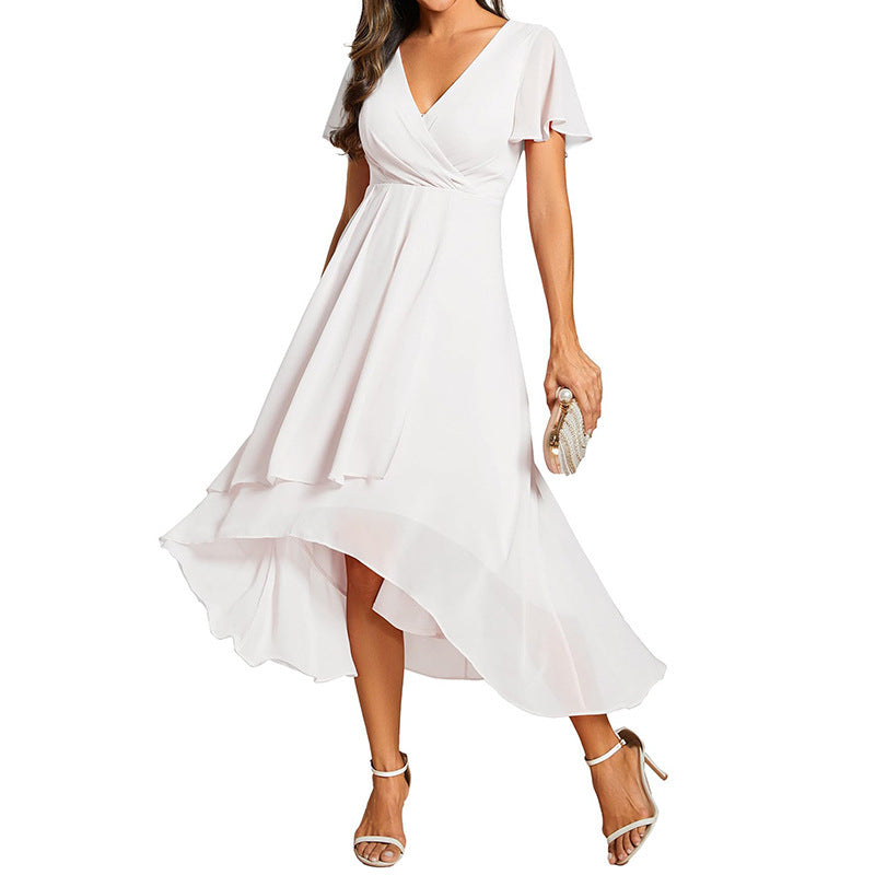 Morgan silk chiffon A-line dress high-waist silhouette for weddings elegant lightweight drape