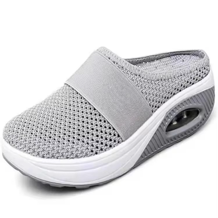 Women's slip-on orthopedic walking shoes lightweight breathable mesh platform mules air cushion sole