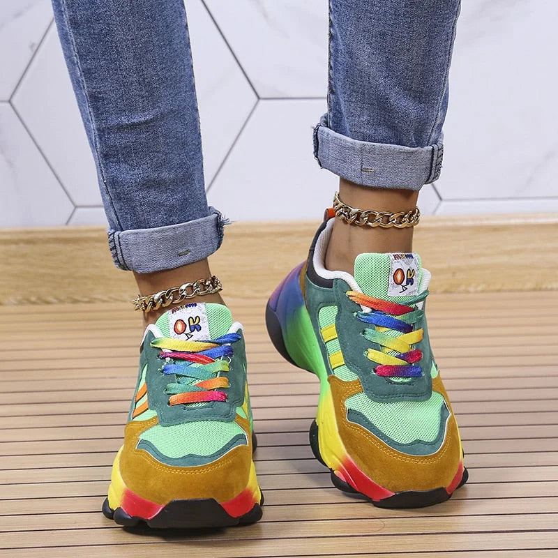 Women's breathable mesh sneakers cushioned sole casual street style active everyday comfort