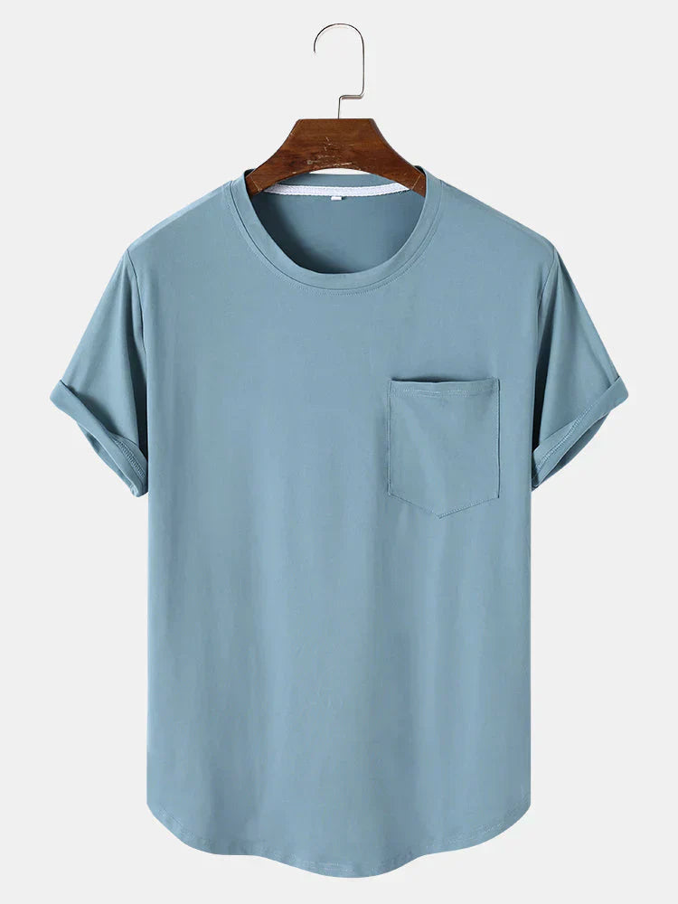 Men's classic crew neck pocket t-shirt relaxed fit soft everyday essential with chest pocket detail
