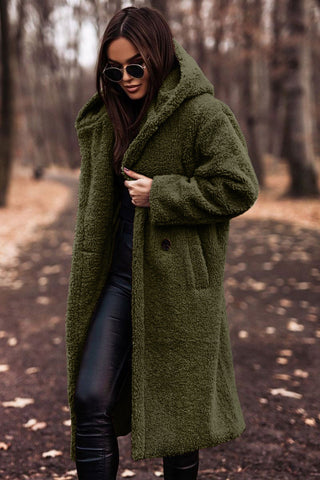 Women's ivory faux fur longline winter coat with plush relaxed fit for casual outings