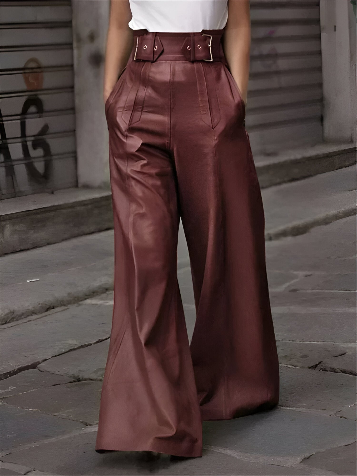 Women's wide leg pants solid color relaxed fit flattering silhouette for all-season everyday wear