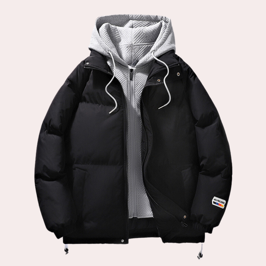 Men's weatherproof hooded jacket in modern cut with cozy streamlined hood for everyday wear