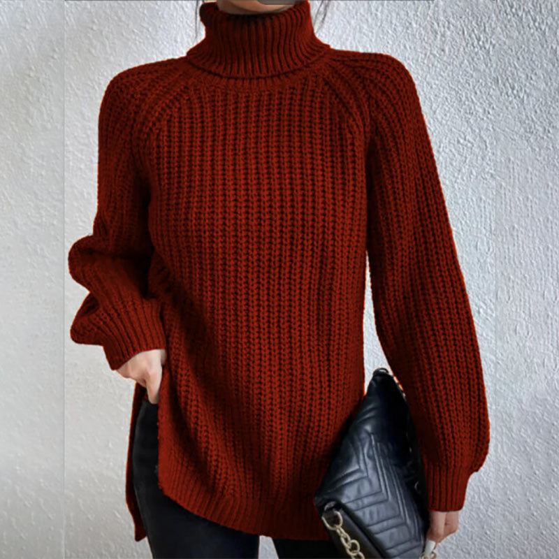 Chunky knit turtleneck sweater unisex classic silhouette thick acrylic blend cold weather pullover
