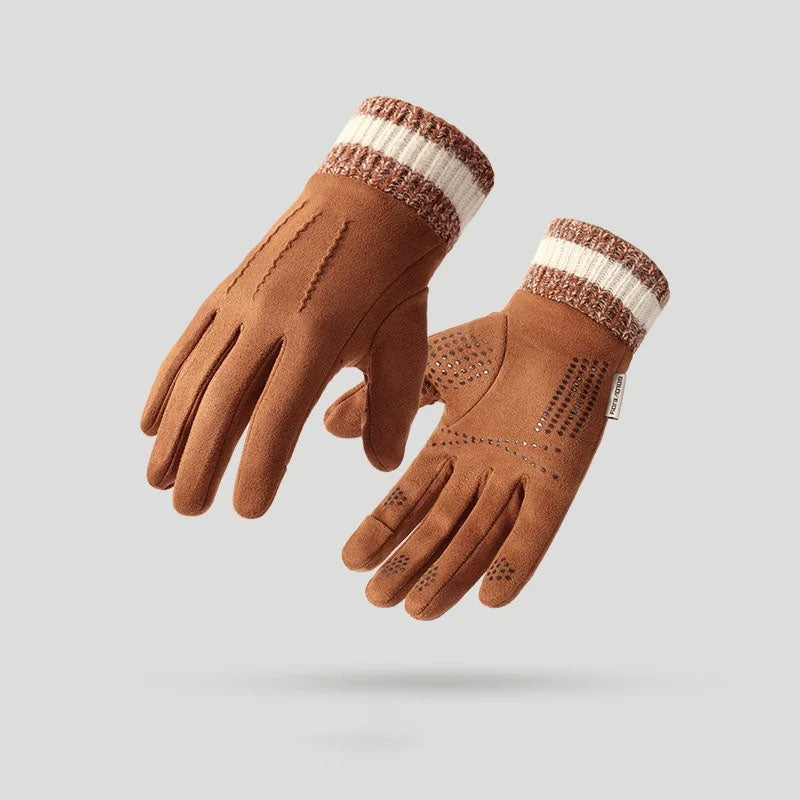 Men's wrist-length winter gloves snug fit with refined stitched detail for everyday style