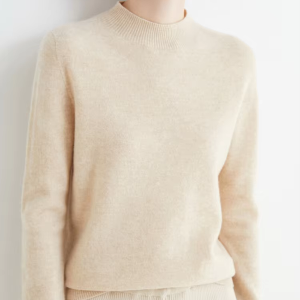 Women's wool turtleneck sweater soft 100% natural knit chic cozy solid high-neck silhouette