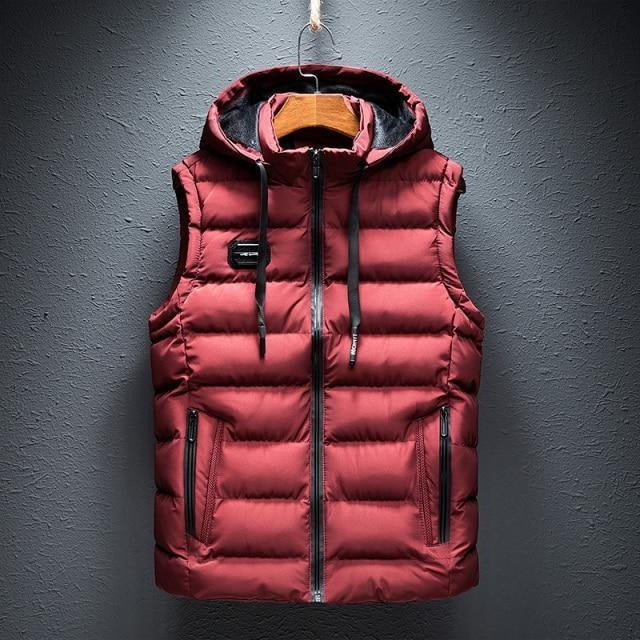 Men's sleeveless hooded vest neutral tone lightweight insulated layer for year-round flexible comfort
