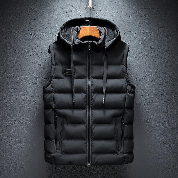 Men's sleeveless hooded vest lightweight insulated layering piece for all-season core warmth