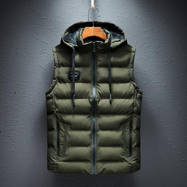 Men's sleeveless hooded vest lightweight insulated layering piece for year-round core warmth