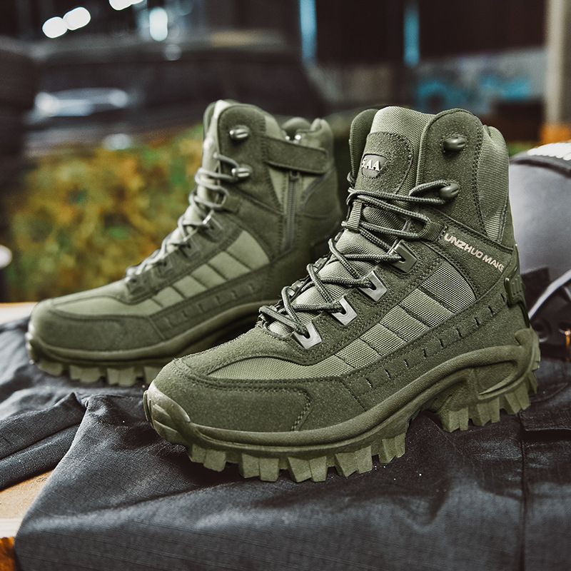 Black tactical winter boots structured ankle support insulated lining security professional cold-weather footwear