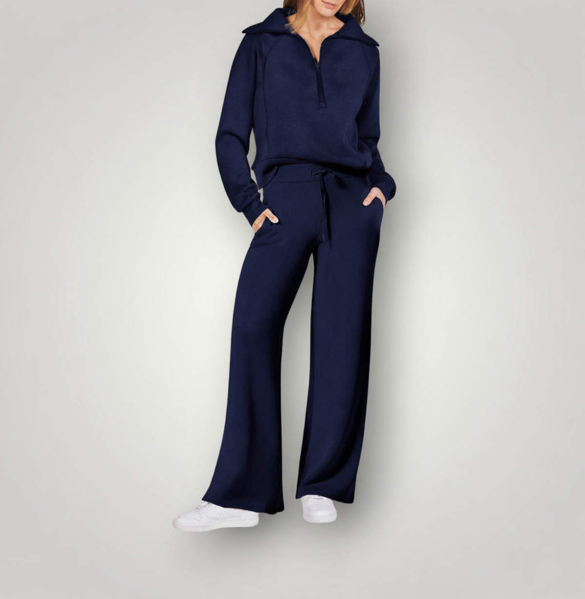 Luna | Women's Loungewear Set Half Zip Sweatshirt Wide Leg Pants