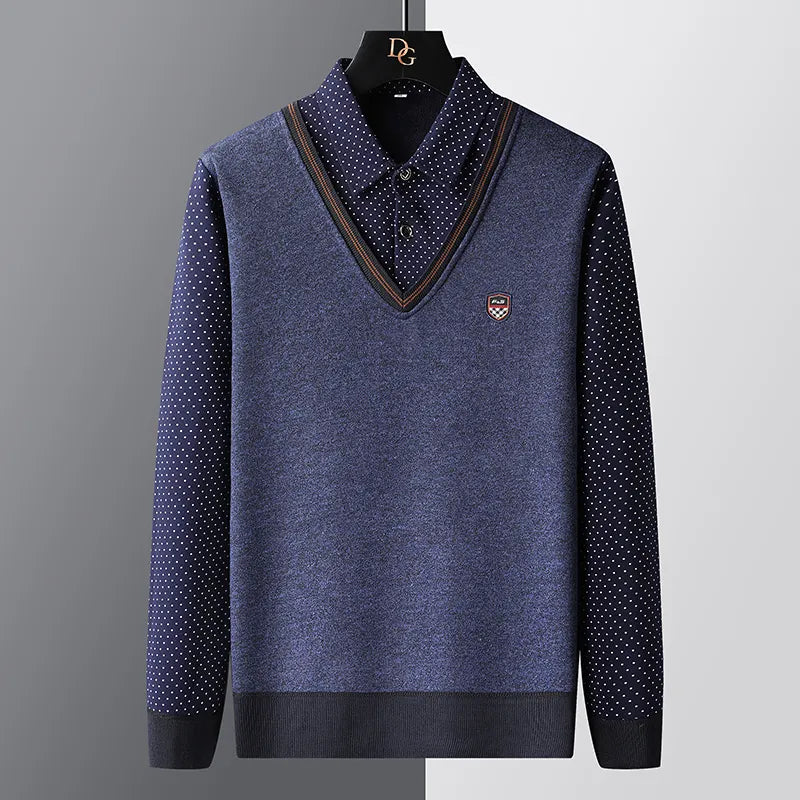Karl premium knit polo sweater in classic silhouette, soft sustainable fabric for casual to semi-formal wear