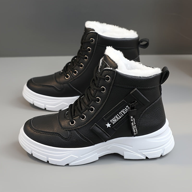 Women's winter thermal boots with fleece lining, waterproof cold weather outdoor footwear for dry comfort