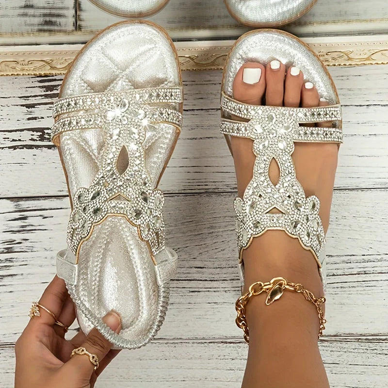 Women's boho orthopedic sandals in neutral tones with arch support and casual open-toe design