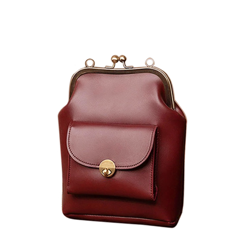 Diana structured vegan leather handbag in neutral tone with top handle and secure clasp closure
