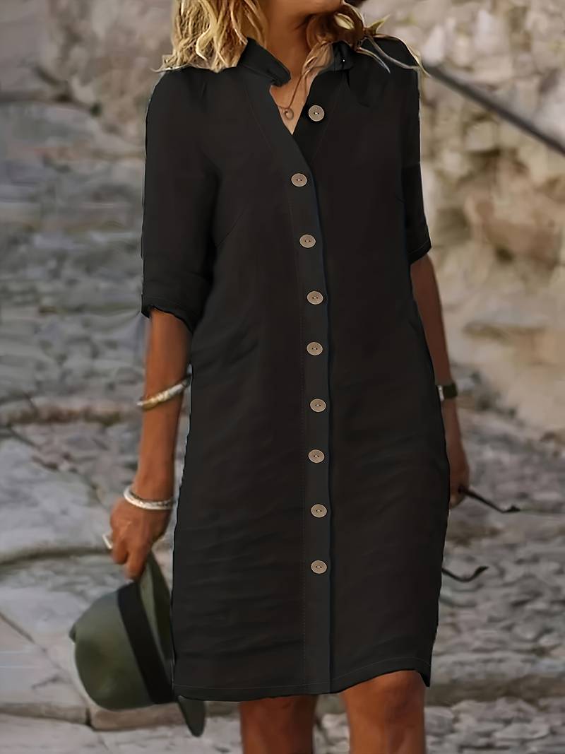 Women's casual midi dress chic comfort fit simple silhouette everyday versatile style easy care