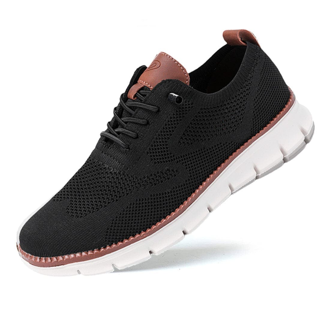 Men's textured knit oxford sneakers lace-up closure hybrid sole casual-formal style