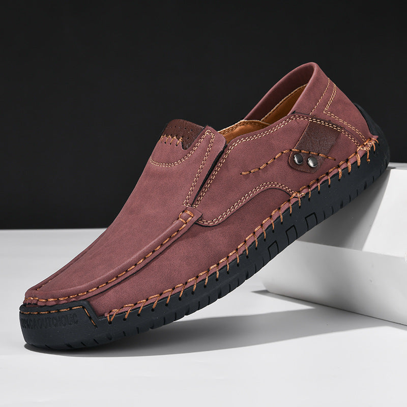 George men's brown moc toe slip-on loafers with cushioned insole, dress-casual style