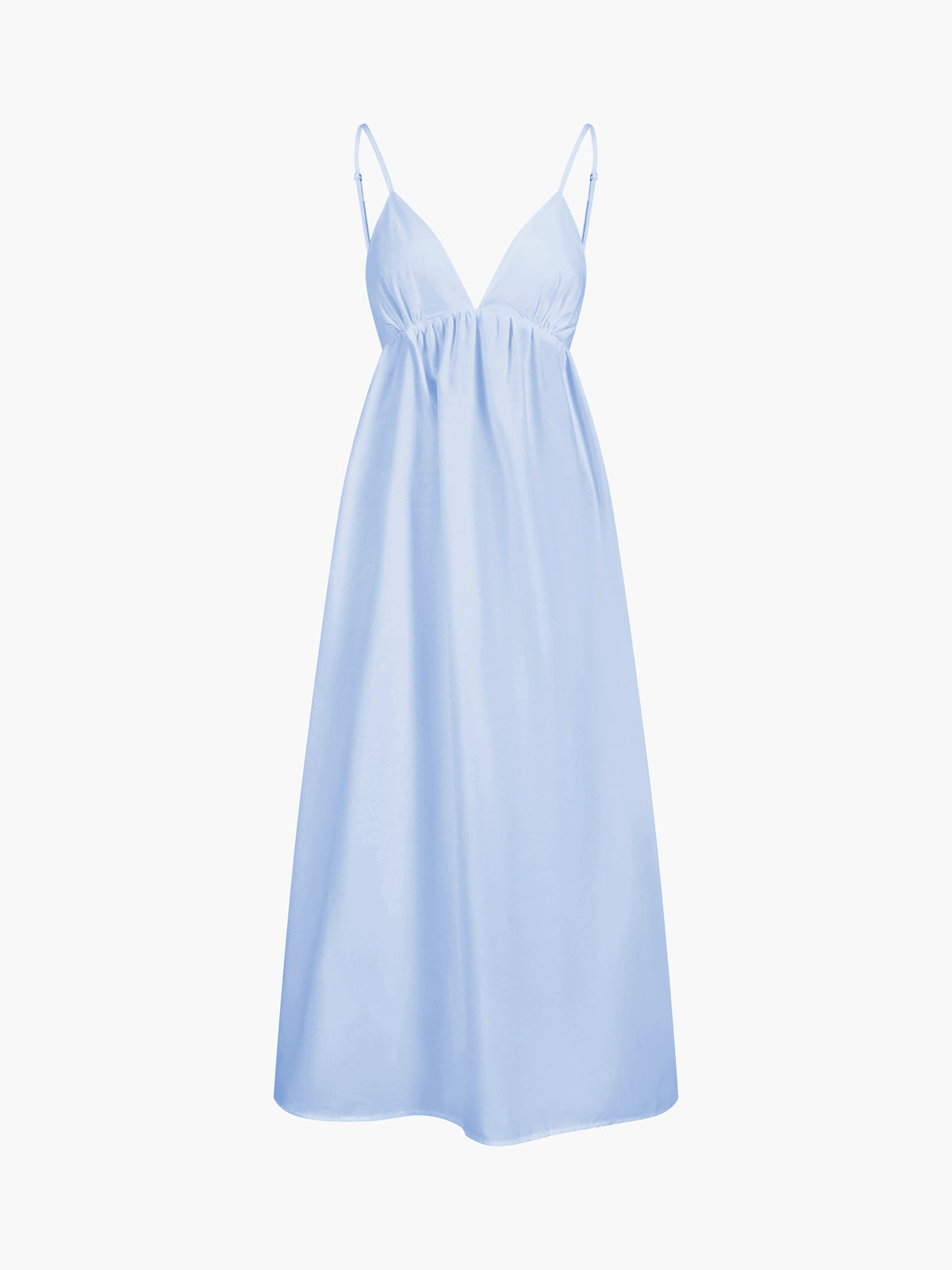 White cotton open-back maxi dress with V-neck and slender straps, coastal cowgirl vacation style