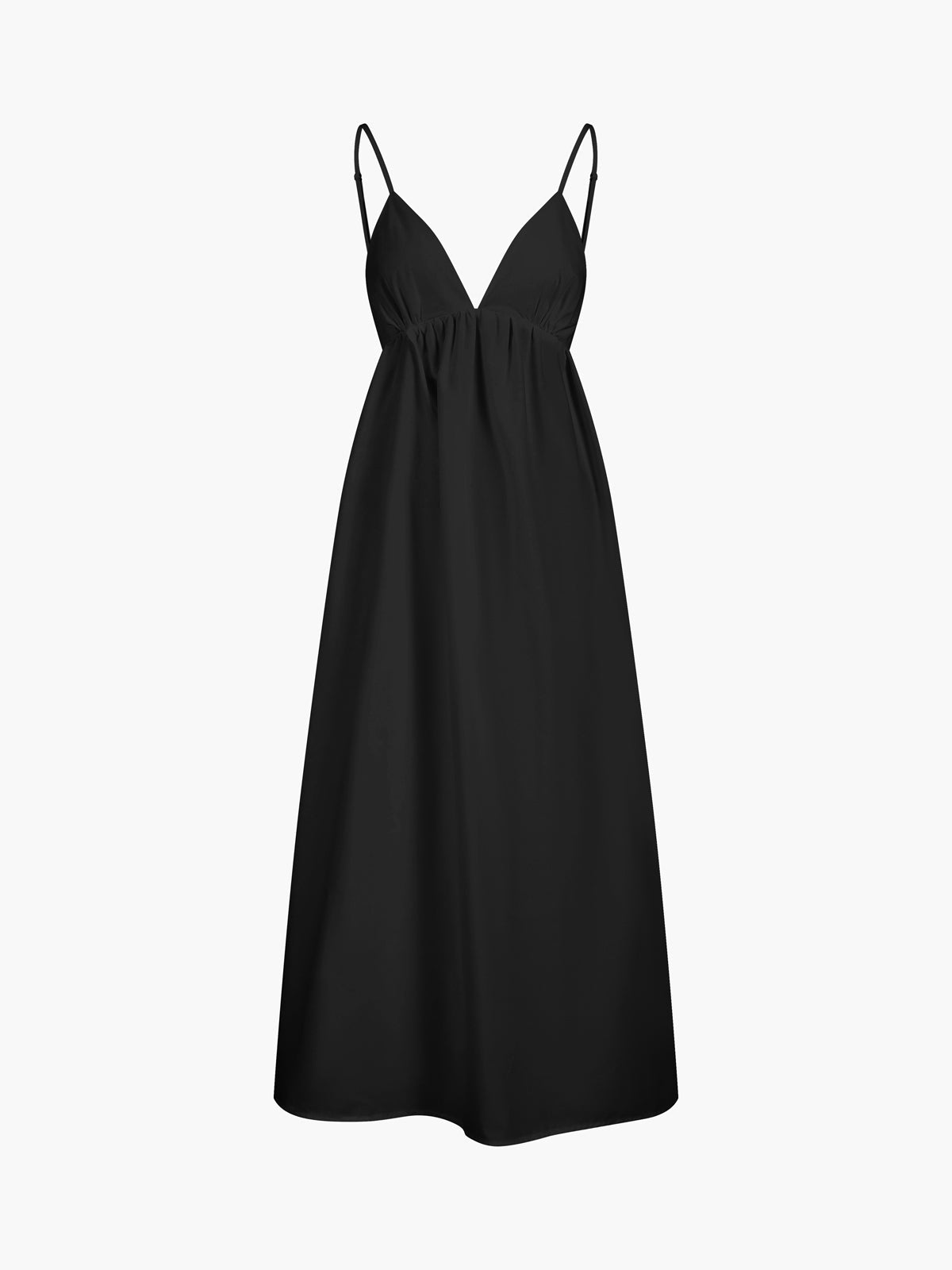White cotton open-back maxi dress V-neck slender straps coastal cowgirl vacation style women