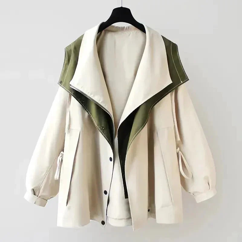 Men's beige water-repellent trench coat tailored slim silhouette with classic double-breasted design