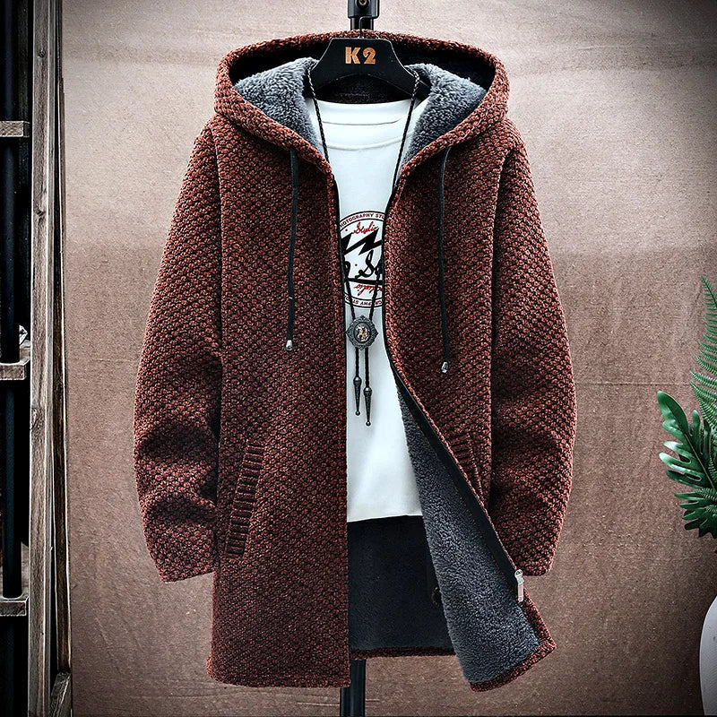 Valmont camel cashmere blend hoodie with plush fleece lining, relaxed fit cold weather style