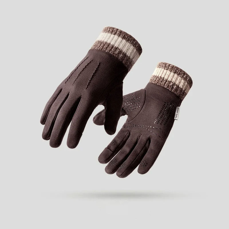 Men's wrist-length winter gloves snug fit with sophisticated stitched detail accents for everyday style