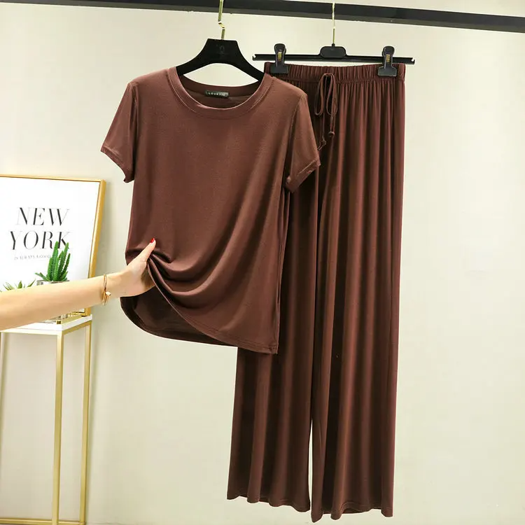 Women's lounge set ultra-soft breathable fabric relaxed fit draped silhouette adjustable waistband