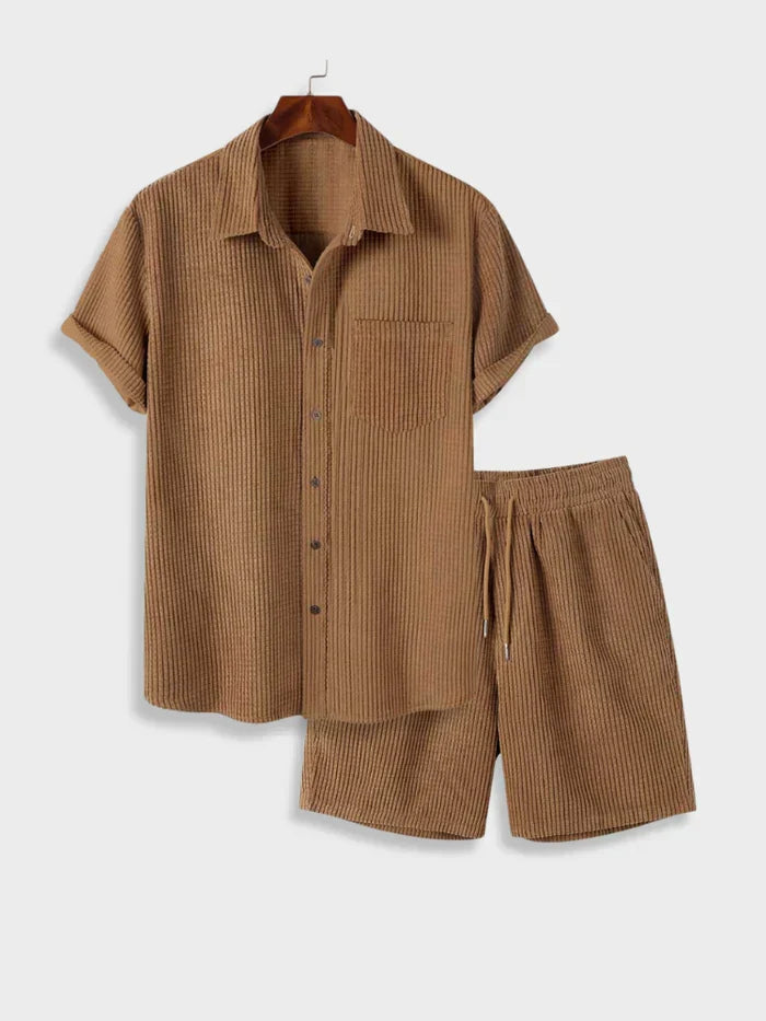 Rio unisex corduroy summer set, casual relaxed fit outfit for warm days in versatile style